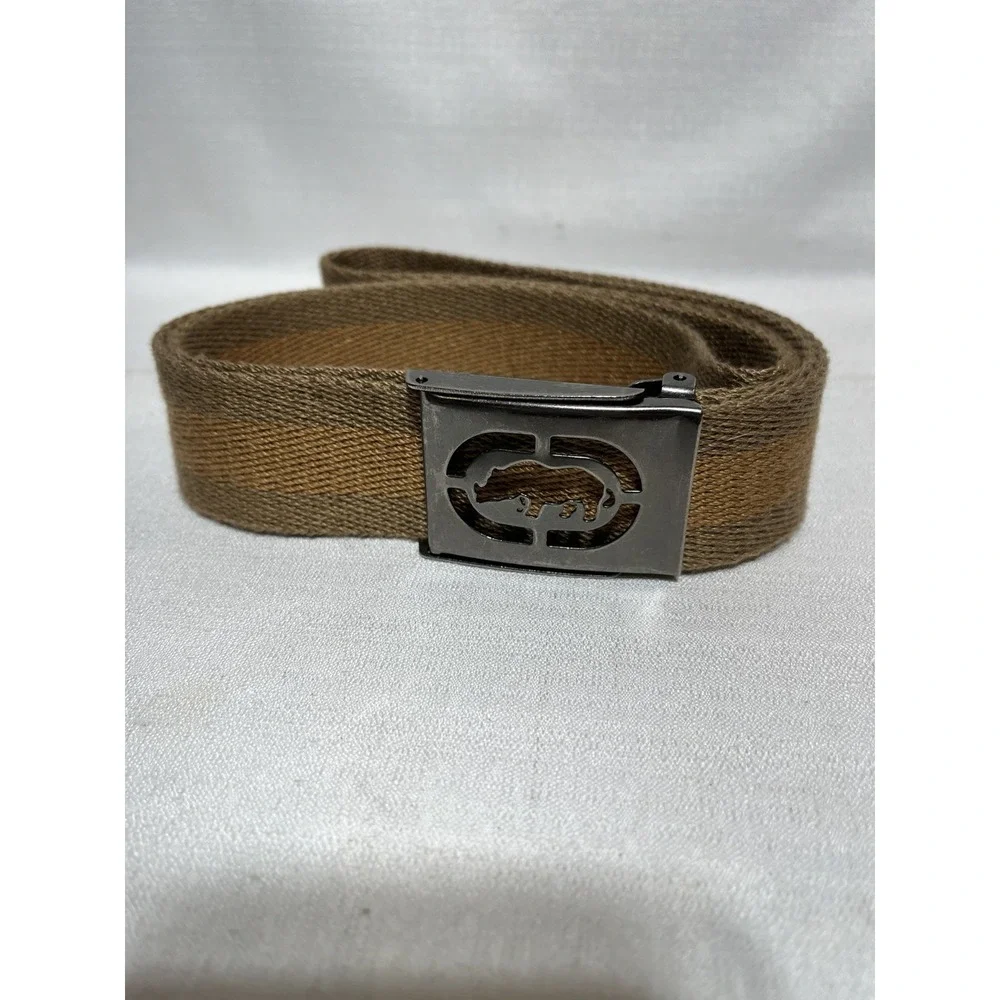 Ecko Unltd Clasp Belt Size 40 Brown Beige Stripe